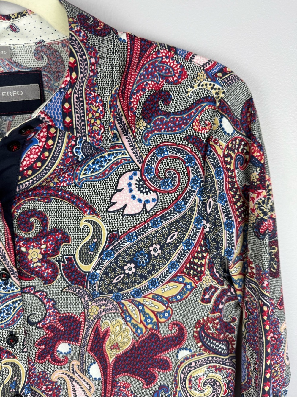 ERFO Vibrant Paisley Print Button Down Shirt EU 36 / US 6 Stretch Cotton - Picture 8 of 14